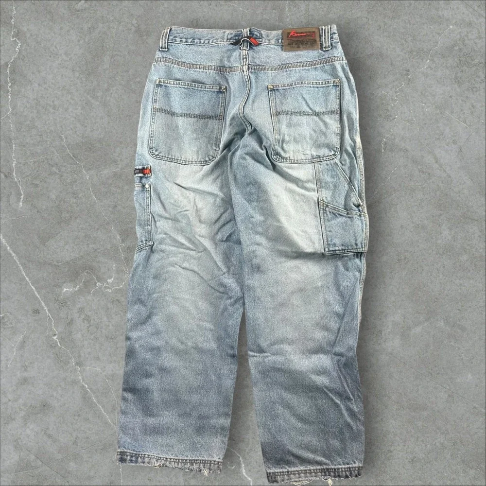 Timezone Carpenter Jeans Men 36x30 Light Wash Distressed Baggy Utility Denim Y2K